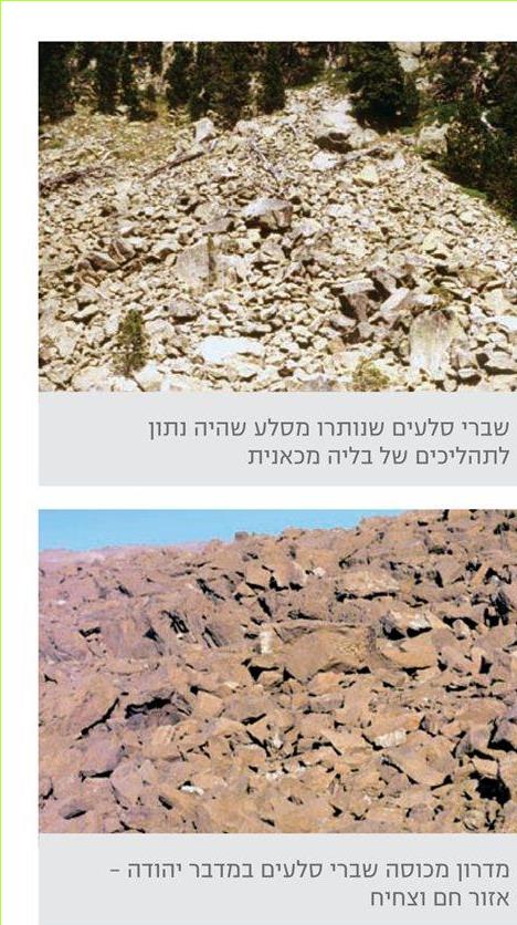 שברי סלעים שנותרו מסלע שהיה נתון לתהליכים של בליה מכאנית